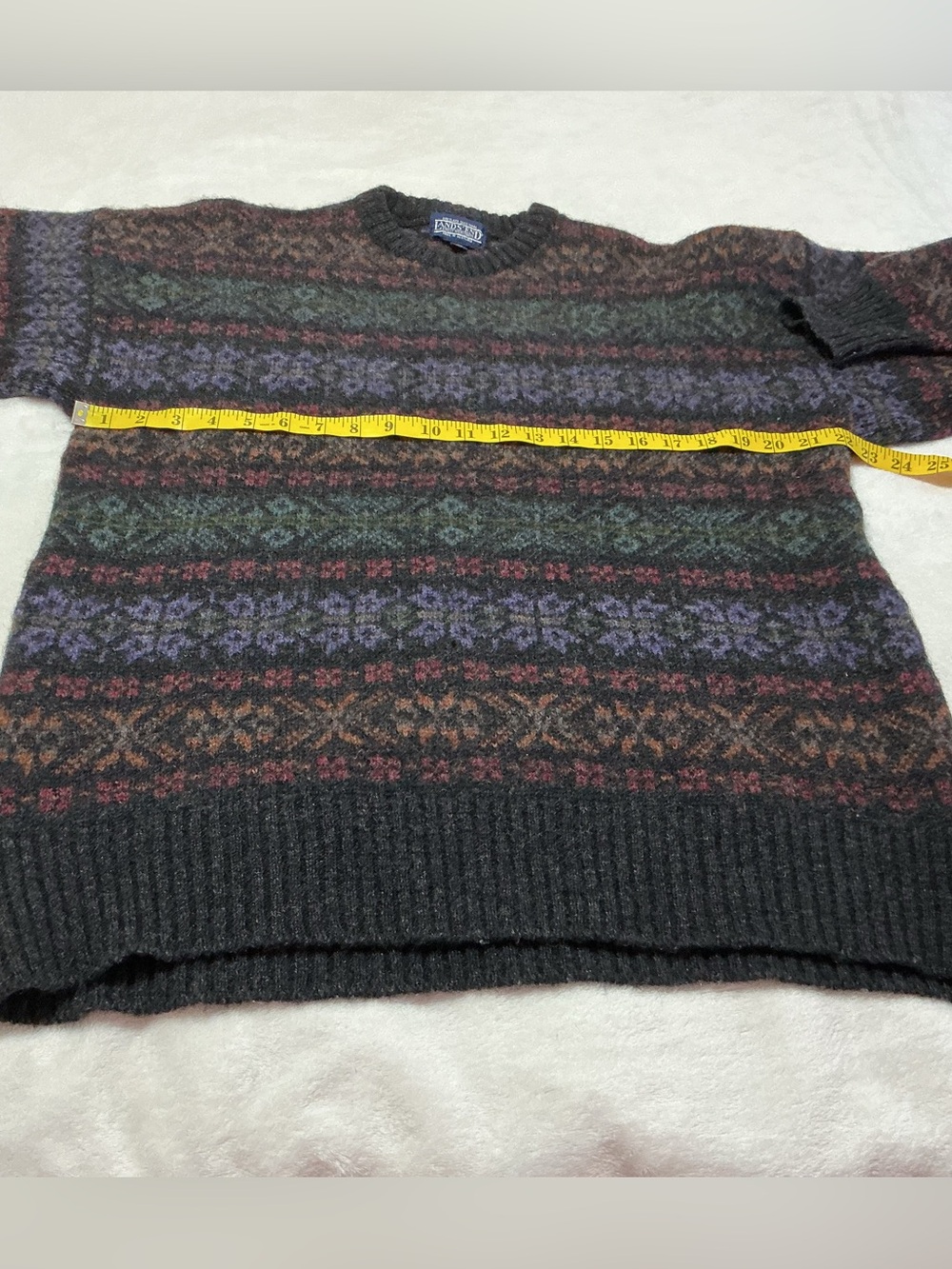 Lands' End Vintage Shetland Wool Fair Isle Sweater XL Made in Scotland - Picture 5 of 8